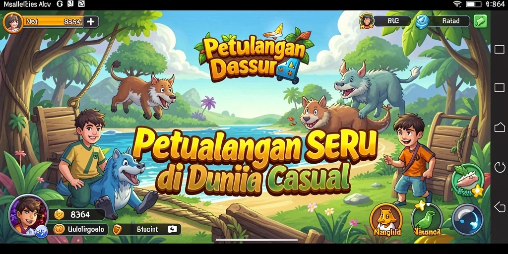 Screenshot aksi seru dalam permainan 8364 yang penuh warna.