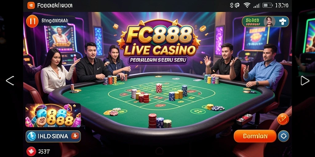 Tampilan permainan Live Casino seru di FC888 dengan dealer langsung.