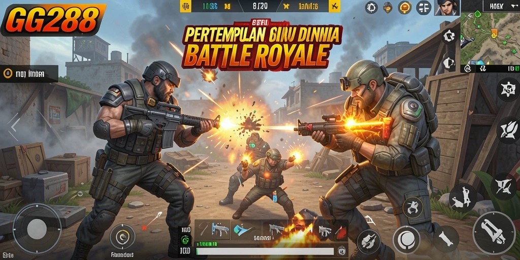 Tampilan gameplay GG288 di medan pertempuran Battle Royale yang seru.