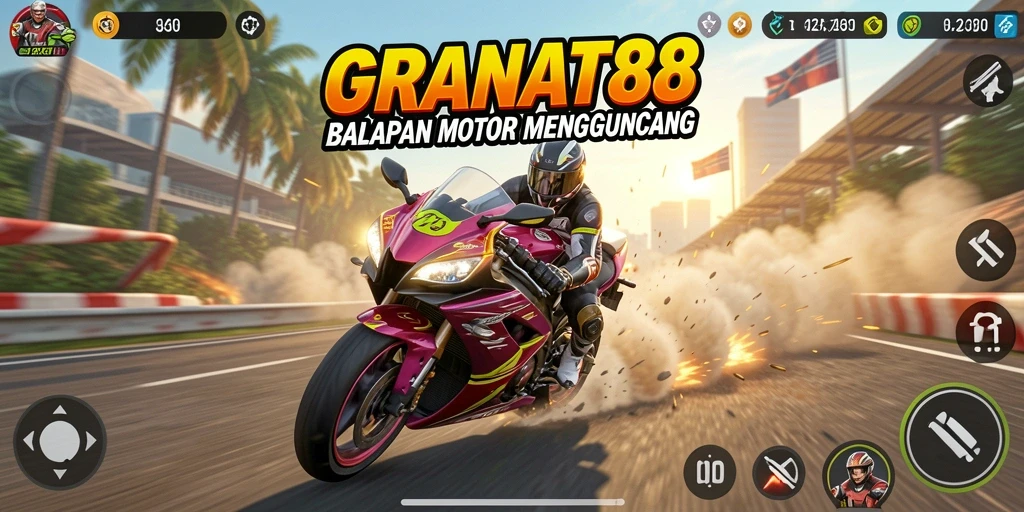 Tampilan gameplay seru dalam balapan motor yang mendebarkan.