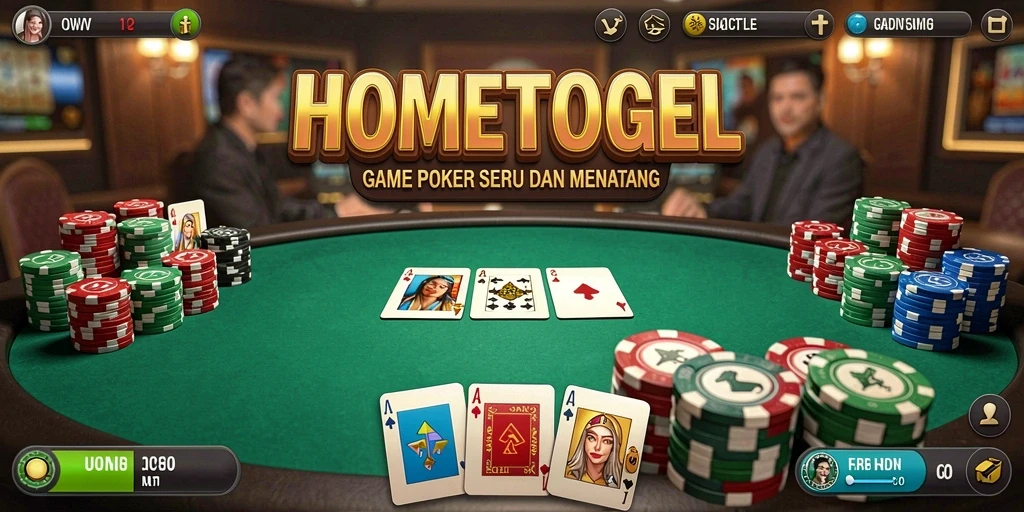 Tampilan gameplay poker di HOMETOGEL yang menarik dan interaktif.