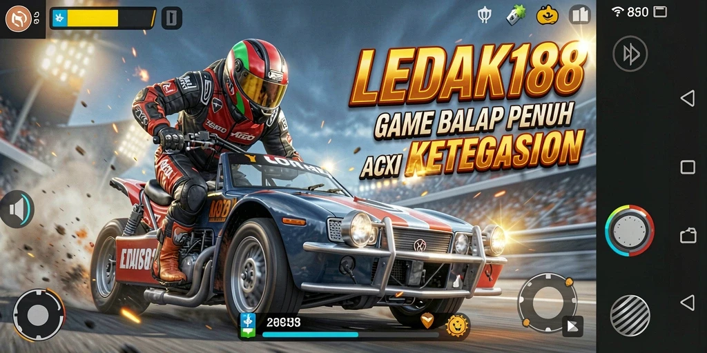 Tampilan mendebarkan dari lintasan balapan LEDAK188 yang menantang.