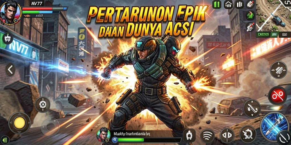 Tampilan dinamis dari gameplay NV77 yang menegangkan.
