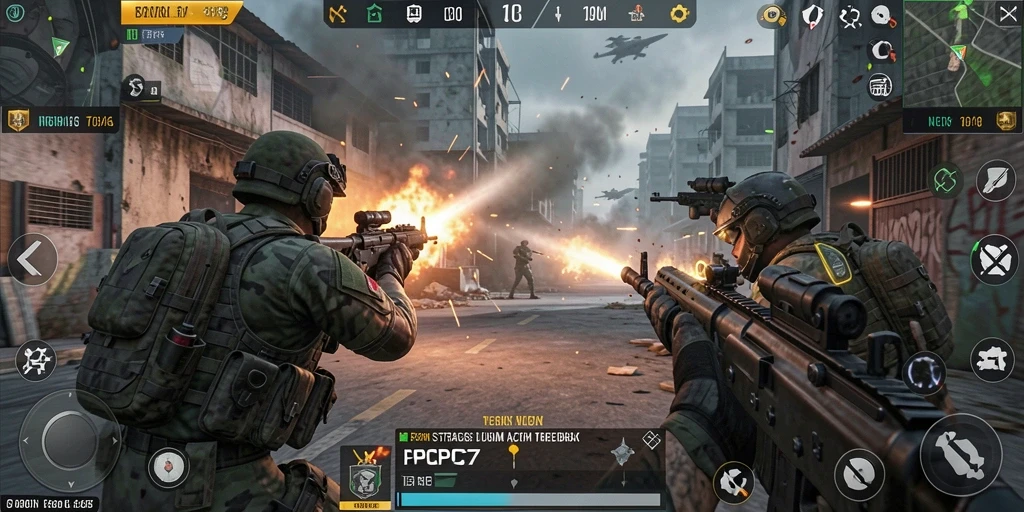 Tangkapan layar utama PCPC7 menunjukkan aksi menegangkan dalam gameplay TPS.