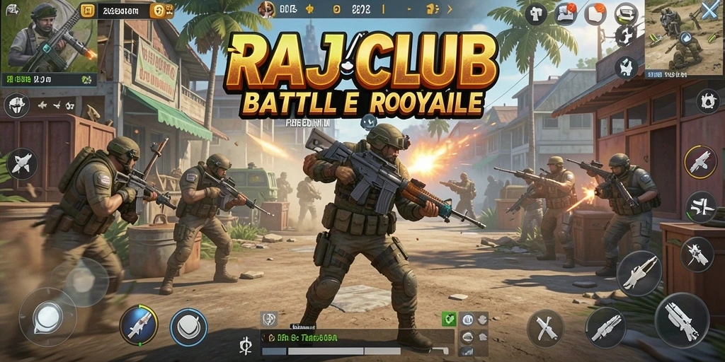 Tampilan gameplay seru dari permainan Battle Royale RAJACLUB.