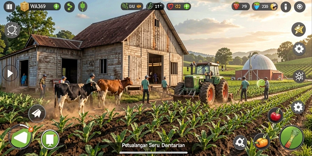 Tampilan gameplay menarik dalam WA369 dengan aktivitas bertani.